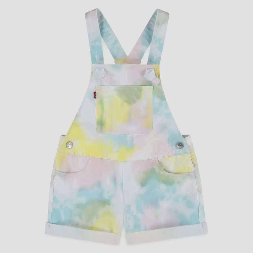 NEW! Levi's Girls' Jean Shortalls (Overalls) - Sunny Tie-Dye Size 16